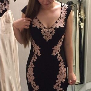 Betsy & Adam Black and Pink Formal Dress